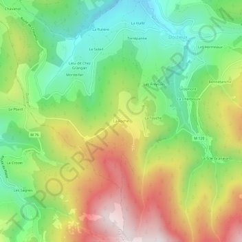 Topografische kaart La Roche, hoogte, reliëf