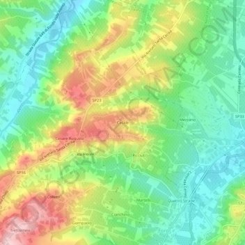 Topografische kaart Casale, hoogte, reliëf