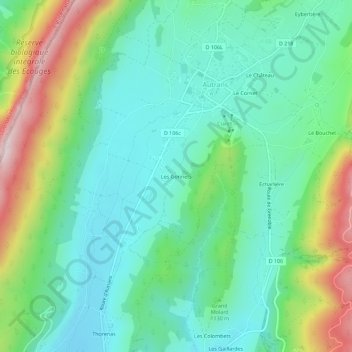 Topografische kaart Les Gonnets, hoogte, reliëf