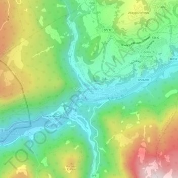 Topografische kaart Molina di Fiemme, hoogte, reliëf