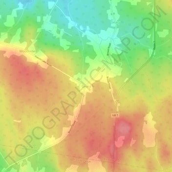 Topografische kaart Geary, hoogte, reliëf
