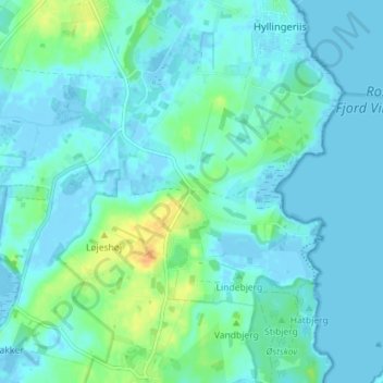 Topografische kaart Østby, hoogte, reliëf