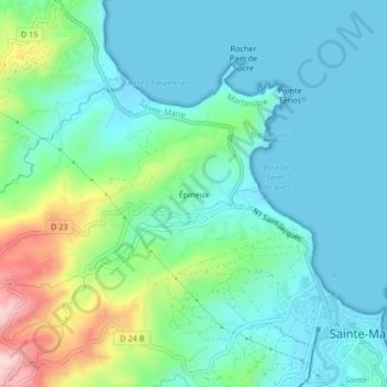 Topografische kaart Épineux, hoogte, reliëf