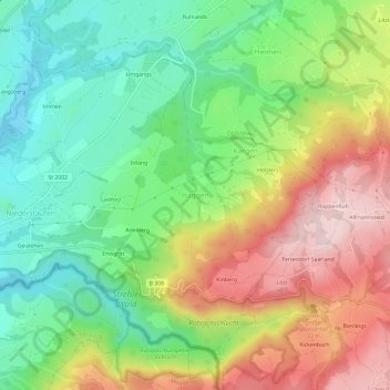 Topografische kaart Haggen, hoogte, reliëf