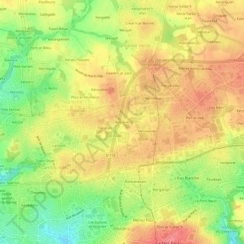 Topografische kaart Beg Avel, hoogte, reliëf