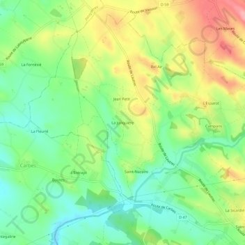 Topografische kaart La Jonquière, hoogte, reliëf