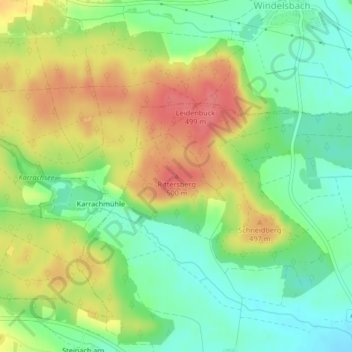 Topografische kaart Geslau, hoogte, reliëf
