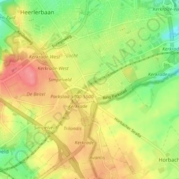Topografische kaart Locht, hoogte, reliëf