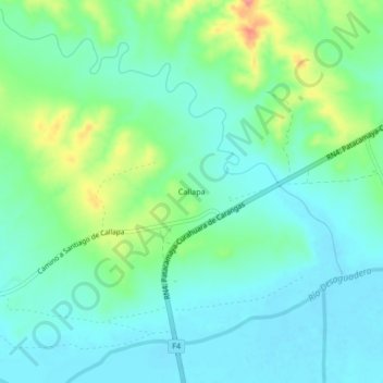 Topografische kaart Callapa, hoogte, reliëf