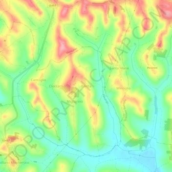 Topografische kaart Biletta, hoogte, reliëf