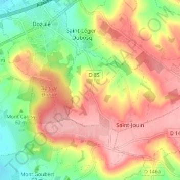 Topografische kaart Les Panniers, hoogte, reliëf