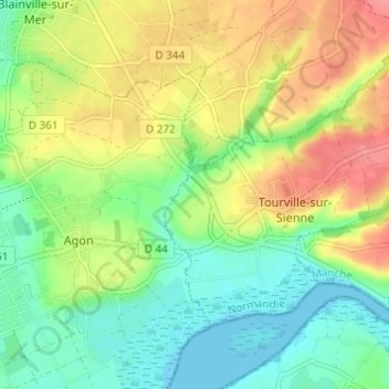 Topografische kaart Le Val, hoogte, reliëf