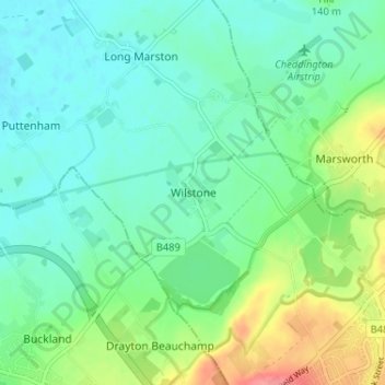 Topografische kaart Wilstone, hoogte, reliëf