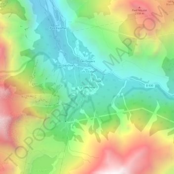 Topografische kaart La Danchère, hoogte, reliëf