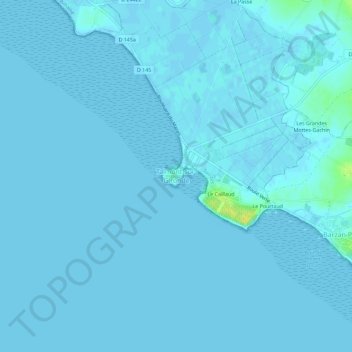 Topografische kaart Talmont-sur-Gironde, hoogte, reliëf