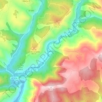 Topografische kaart Espanillo, hoogte, reliëf