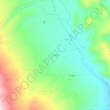 Topografische kaart Chiutari, hoogte, reliëf