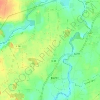 Topografische kaart Dornhöh, hoogte, reliëf
