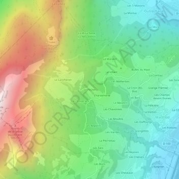 Topografische kaart Le Peûtet, hoogte, reliëf