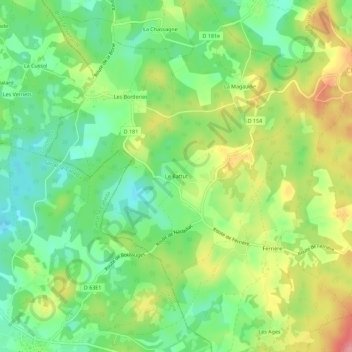 Topografische kaart Le Battut, hoogte, reliëf