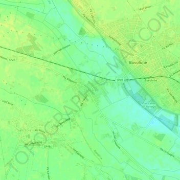 Topografische kaart Crosare, hoogte, reliëf