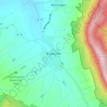 Topografische kaart Bisperode, hoogte, reliëf