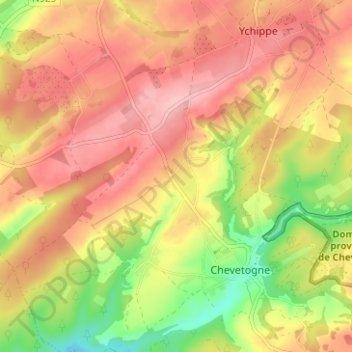 Topografische kaart Ronvaux, hoogte, reliëf