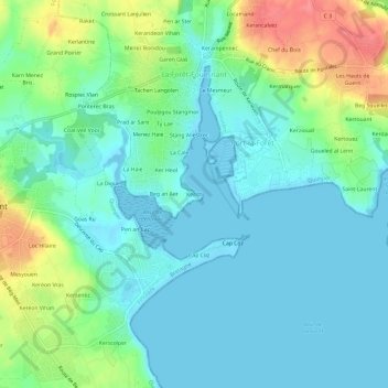 Topografische kaart Kerist, hoogte, reliëf