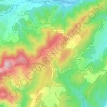 Topografische kaart Burac, hoogte, reliëf