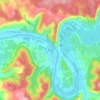 Topografische kaart L'Alcade, hoogte, reliëf