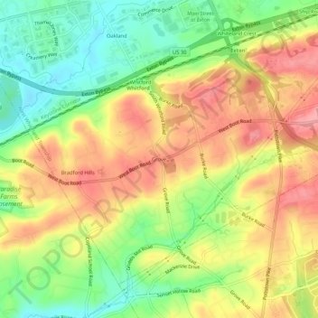 Topografische kaart Grove, hoogte, reliëf