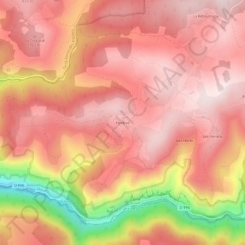 Topografische kaart Hyelzas, hoogte, reliëf