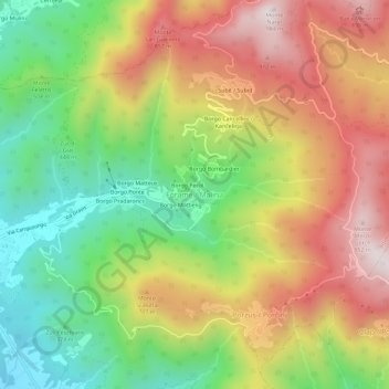 Topografische kaart Forame, hoogte, reliëf