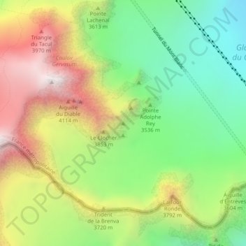 Topografische kaart Le Grand Capucin, hoogte, reliëf