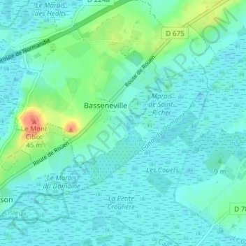 Topografische kaart Le Domaine, hoogte, reliëf
