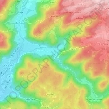 Topografische kaart Saphoz, hoogte, reliëf