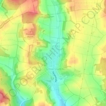 Topografische kaart Mühlgasse, hoogte, reliëf