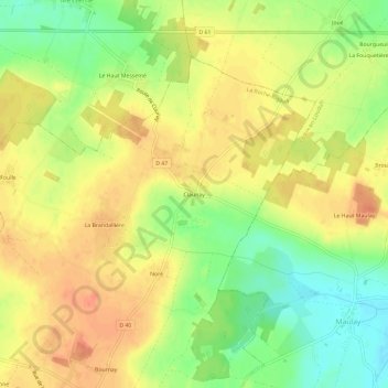 Topografische kaart Claunay, hoogte, reliëf