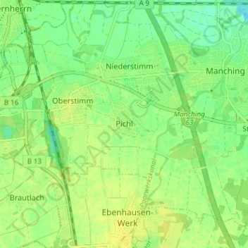 Topografische kaart Pichl, hoogte, reliëf