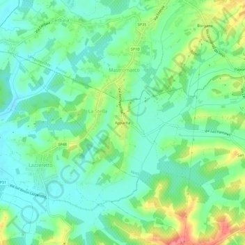 Topografische kaart Apparita, hoogte, reliëf