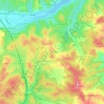 Topografische kaart Serra do Meio, hoogte, reliëf
