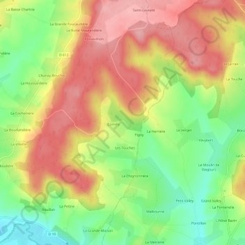 Topografische kaart Le Ruisseau, hoogte, reliëf