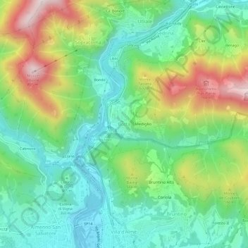 Topografische kaart Botta, hoogte, reliëf
