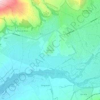 Topografische kaart la Corona, hoogte, reliëf