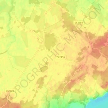 Topografische kaart Tobyn, hoogte, reliëf