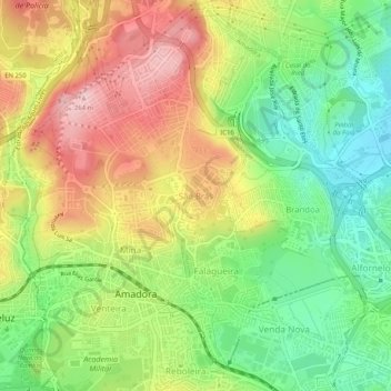 Topografische kaart São Brás, hoogte, reliëf