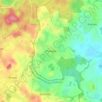 Topografische kaart Plunkau, hoogte, reliëf