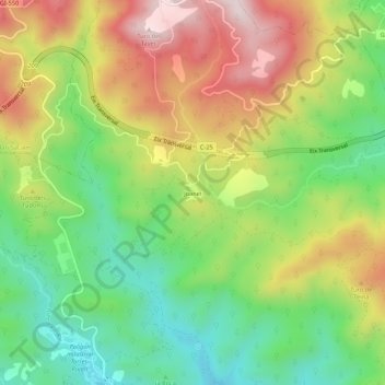 Topografische kaart Joanet, hoogte, reliëf