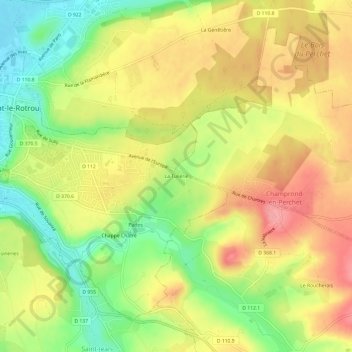 Topografische kaart La Tuilerie, hoogte, reliëf