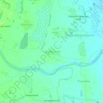 Topografische kaart Kallakkurichi, hoogte, reliëf